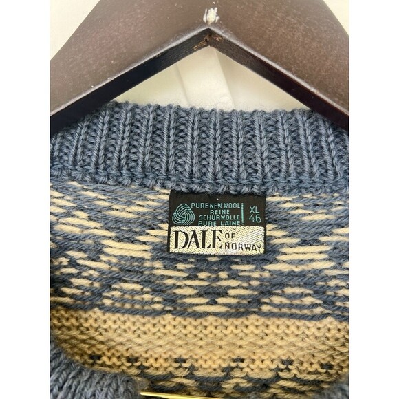 VTG 90s Dale of Norway Snowday Cardigan Sweater Wool Ski Fair Isle Blue Clasps - Picture 6 of 6